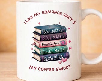 Taza picante "Me gusta mi romance" • Regalo para lectores de romance de BookTok • Taza picante para amantes de los libros • Taza de café para lectores obscenos • Taza para amantes de los libros