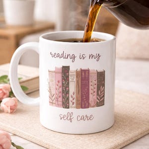 Reading Is My Self Care Mug • Self Care Gift for Her • Introvert Reset Mug • Book Therapy Cup • Mental Health Reader Gift image 5