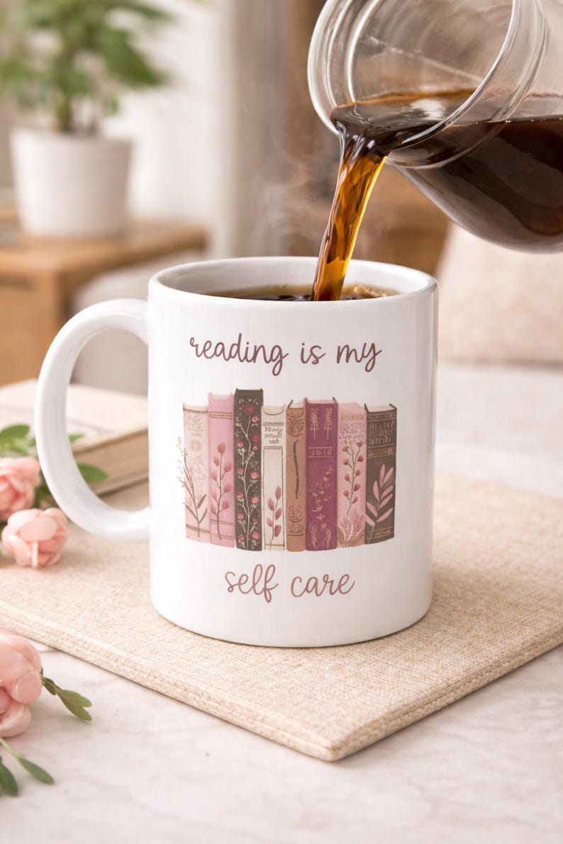 Reading Is My Self Care Mug • Self Care Gift for Her • Introvert Reset Mug • Book Therapy Cup • Mental Health Reader Gift image 5