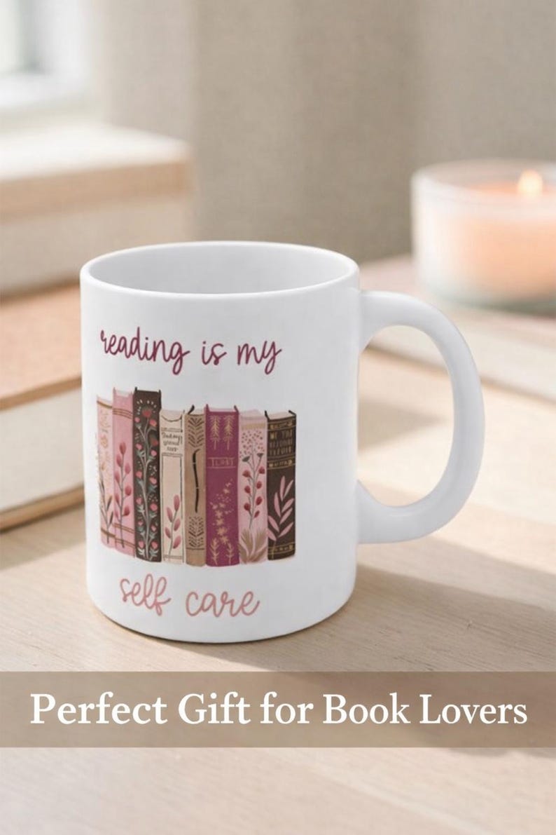 Reading Is My Self Care Mug • Self Care Gift for Her • Introvert Reset Mug • Book Therapy Cup • Mental Health Reader Gift image 7