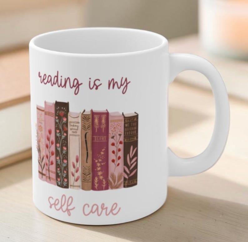 Reading Is My Self Care Mug • Self Care Gift for Her • Introvert Reset Mug • Book Therapy Cup • Mental Health Reader Gift image 1