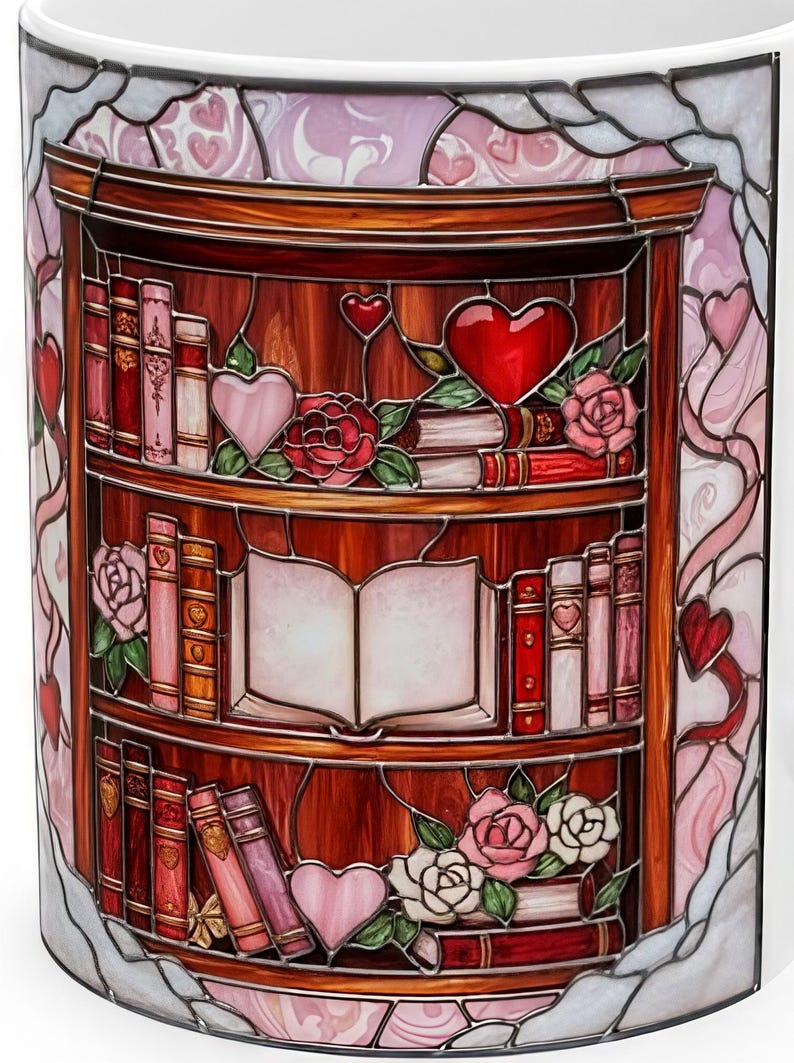 Cozy Library Mug • Book Lover Gift • Bookshelf Mug • Reading Mug • Bookish Gift • Cozy Reader Mug