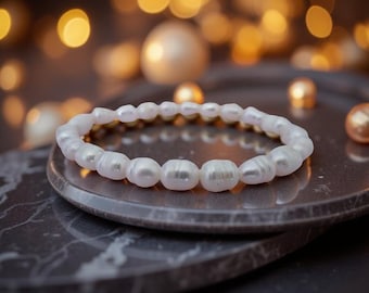 Bracciale di perle d'acqua dolce, gioielli da donna, regalo di compleanno, regalo di Natale, fatto a mano