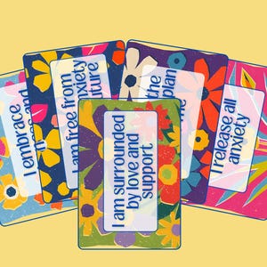 Cartões de afirmação imprimíveis Pacote positivo para cartões de diário de ansiedade Prática diária Conjunto de atenção plena para paz Ideia de presente para a mente Baixe agora