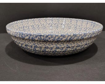 Signé Vtg Gerald Henn Workshops Bol de service à pâtes rond en éponge bleue de 33 cm (13 po.)