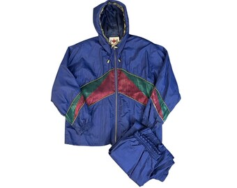 Survêtement coupe-vent VTG Active Frontier Bleu vert rouge métallisé Femme PL