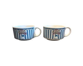 2 tasses à café vintage avec nœud floral Cottagecore, tasses à soupe