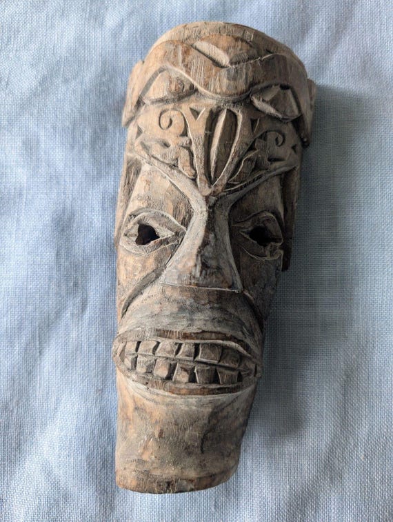 3 X Vintage Wooden Wall Mask Hangings - Hand Carved - Polynesian  display picture 1