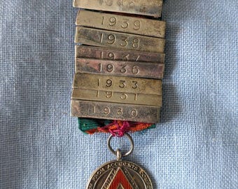 Vintage Hallmarked Silver Safe Fahren Medaille - 8 Jahre - 1930-1940