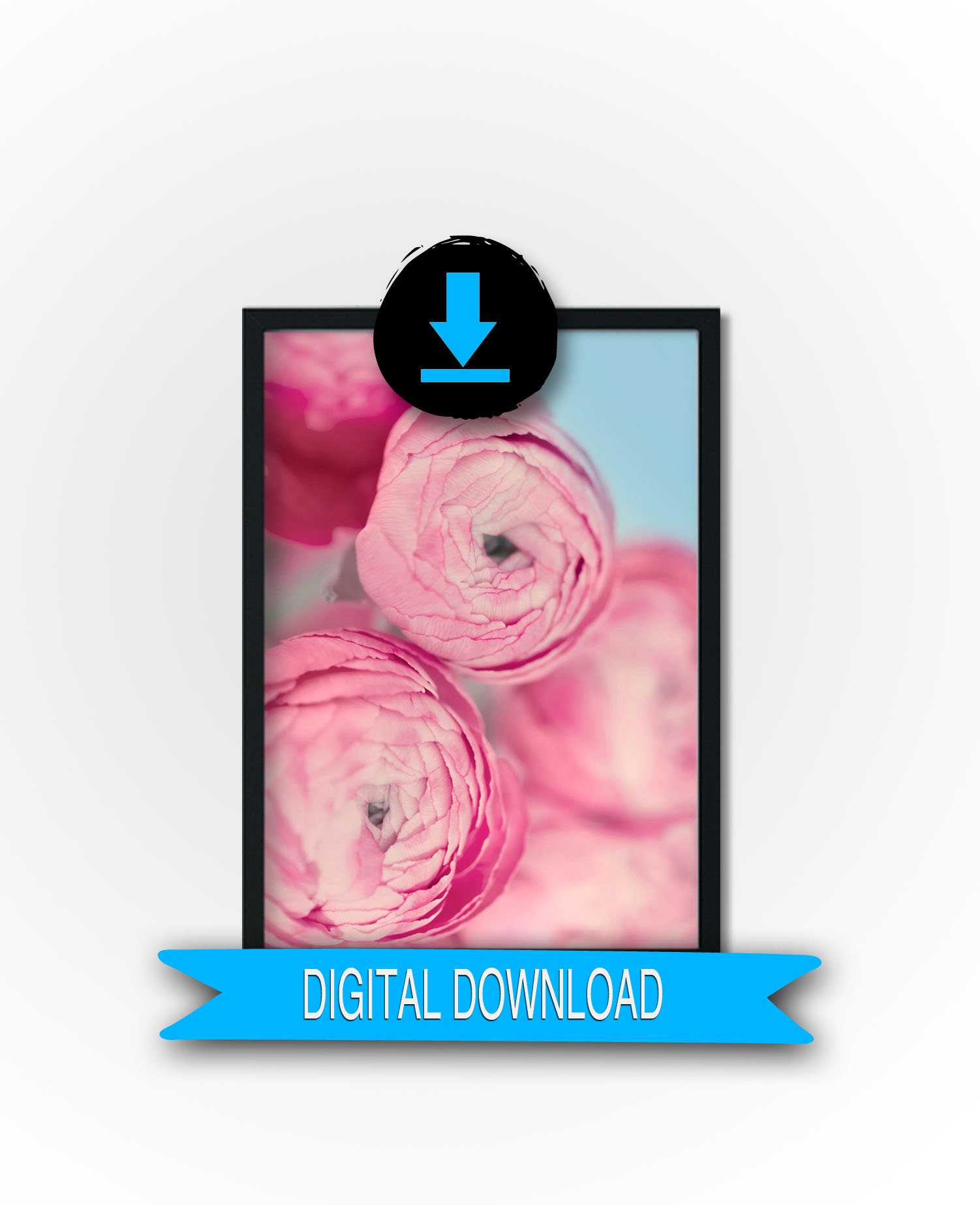 Printable Blue Pink Wall Art Flower Photography Baby Girl Etsy