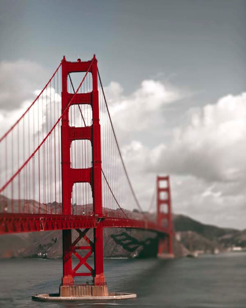 Printable Art Golden Gate Bridge Red San Francisco Art | Etsy