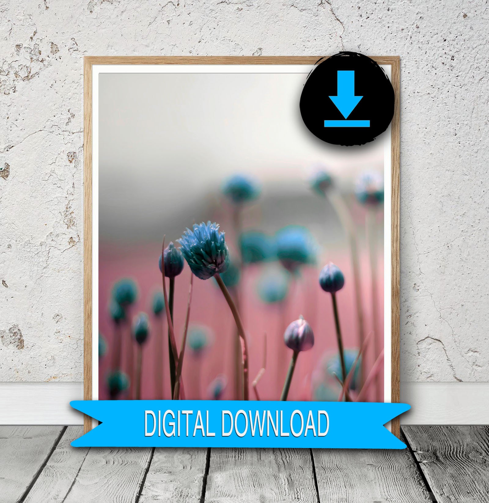 Printable Blue Pink Wall Art Flower Photography Baby Girl Etsy