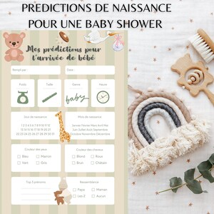 Baby shower game birth predictions to make your guests, friends or family guess the key elements of the baby's arrival