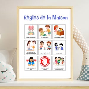 Poster met huisregels voor kinderen in het Frans – Leer goede gewoontes, PDF-formaat om te downloaden en af te drukken