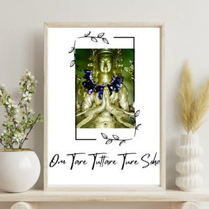 Poster minimalista del mantra di Tara Verde - Decorazione murale con affermazione positiva e compassionevole da scaricare e stampare