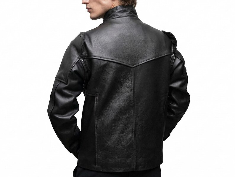 Captain America Winter Soldier Bucky Barnes Leather Jacket, Black Cosplay Jacket With Removable Arms image 4