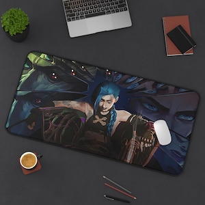 jinx Desk Mat | Arcane Desk Pad | League of Legends Deskmat | LOL Gaming Mat | Gamer Desk Mat | Large Mouse Pad | PC Gaming | Desk Accessory