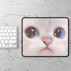 Niedliches Katzen Mousepad | Niedliche Schreibtischunterlage für Katzenliebhaber | Kleines Neopren Maus Pad | Langlebige genähte Kanten