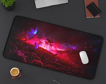 Anime-landschapsbureaumat - Japanse gaming-muismat, esthetische pc-mat, antislip, duurzaam groot pad voor gamers, aangepast kantoordecorcadeau