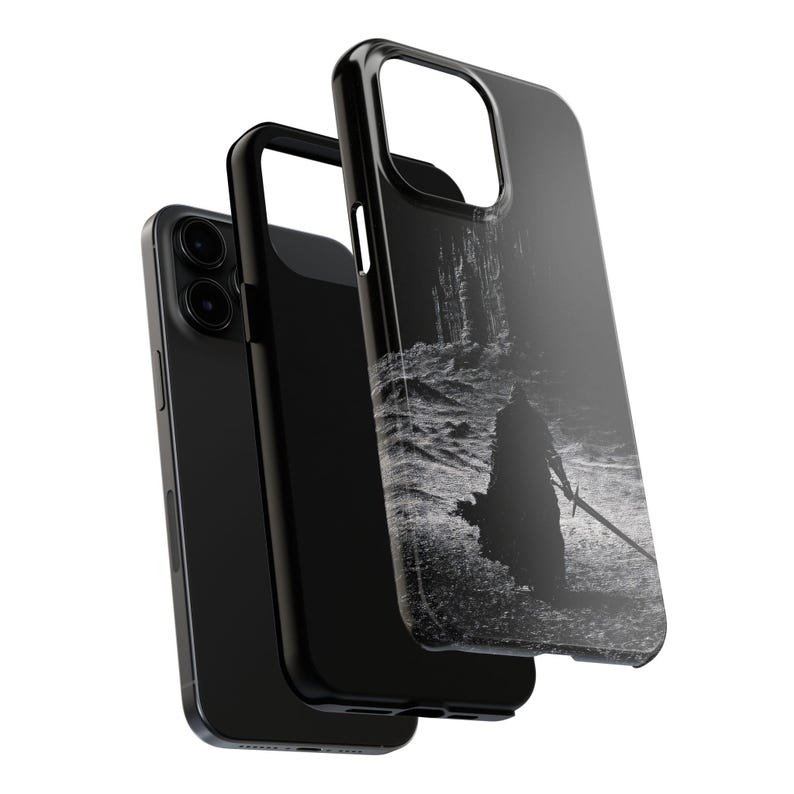 Dark Gothic Knight Phone Case | Sword Warrior Art | Dark Fantasy Cover | Glossy Epic Design | Strong Protection | Wireless Friendly image 2