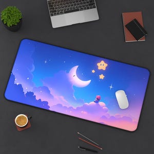 Cute Cartoon Scenery Desk Mat | Whimsical Gaming Pad | Adorable Landscape Mousepad | Large PC Mat | Non-Slip | Durable | Gift
