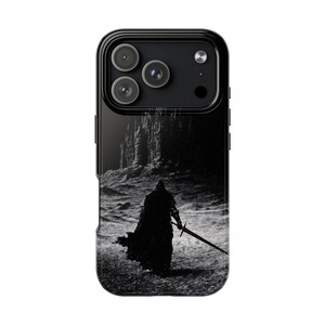 Dark Gothic Knight Phone Case | Sword Warrior Art | Dark Fantasy Cover | Glossy Epic Design | Strong Protection | Wireless Friendly image 11