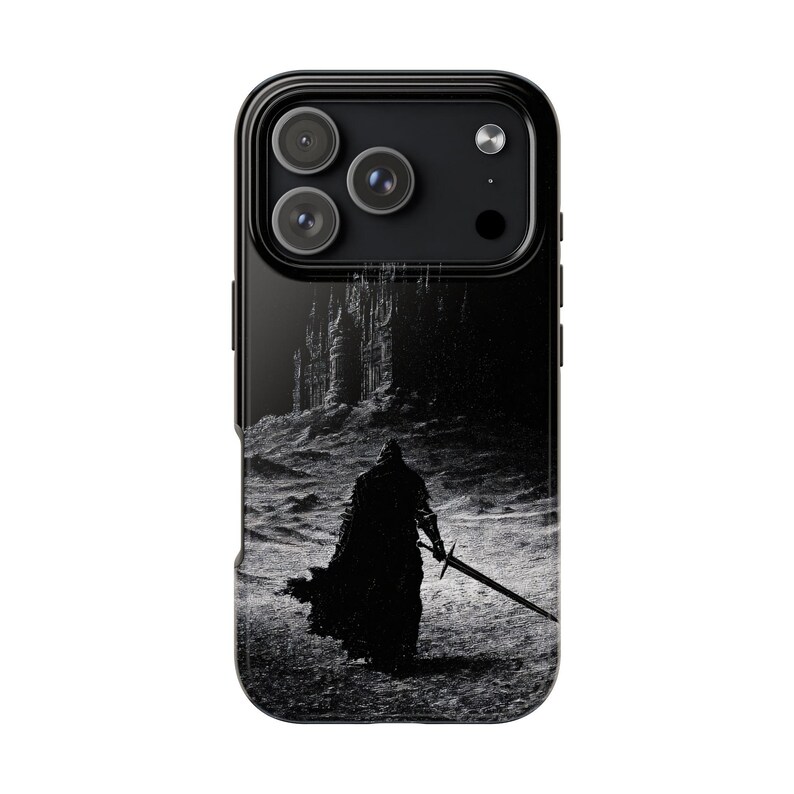 Dark Gothic Knight Phone Case | Sword Warrior Art | Dark Fantasy Cover | Glossy Epic Design | Strong Protection | Wireless Friendly image 11