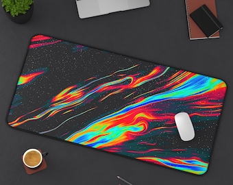 Abstrakt Schreibtischunterlage | Ästhetische Mausunterlage | Gaming Schreibtischmatte | Neopren Mousepad | Schreibtisch Zubehör | Retro Geschenk