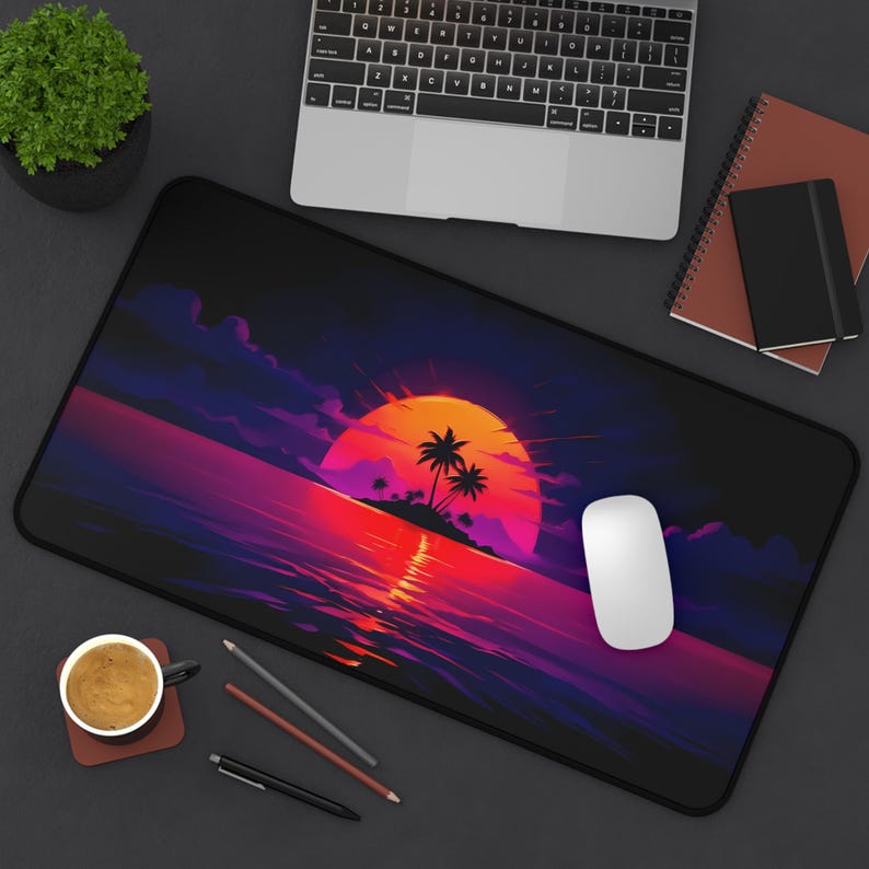 Synth Mat Vaporwave Desk Mat - Aesthetic Gaming Pad, Retro Synth Mousepad, Large ...