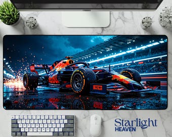 Formula 1 Deskmat | F1 Racing Mouse Pad | Speed Gaming Desk Mat | Neoprene Mousepad | Office Desk Accessory | Racer Gift