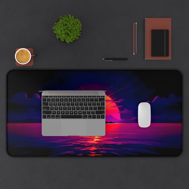 Synth Mat Vaporwave Desk Mat - Aesthetic Gaming Pad, Retro Synth Mousepad, Large ...