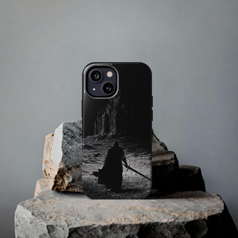 Dark Gothic Knight Phone Case | Sword Warrior Art | Dark Fantasy Cover | Glossy Epic Design | Strong Protection | Wireless Friendly image 9