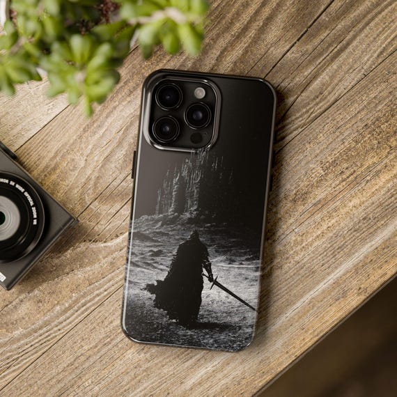 Dark Gothic Knight Phone Case | Sword Warrior Art | Dark Fantasy Cover | Glossy Epic Design | Strong Protection | Wireless Friendly