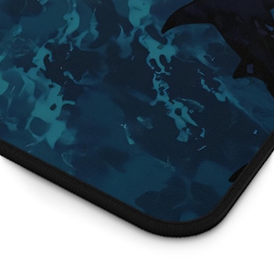 Ocean Shark Scenery Mousepad | Blue Sea Desk Mat | Deep Ocean Art Pad | Aesthetic Shark Mouse Pad | Gaming Desk Decor | Water Theme Mat image 10