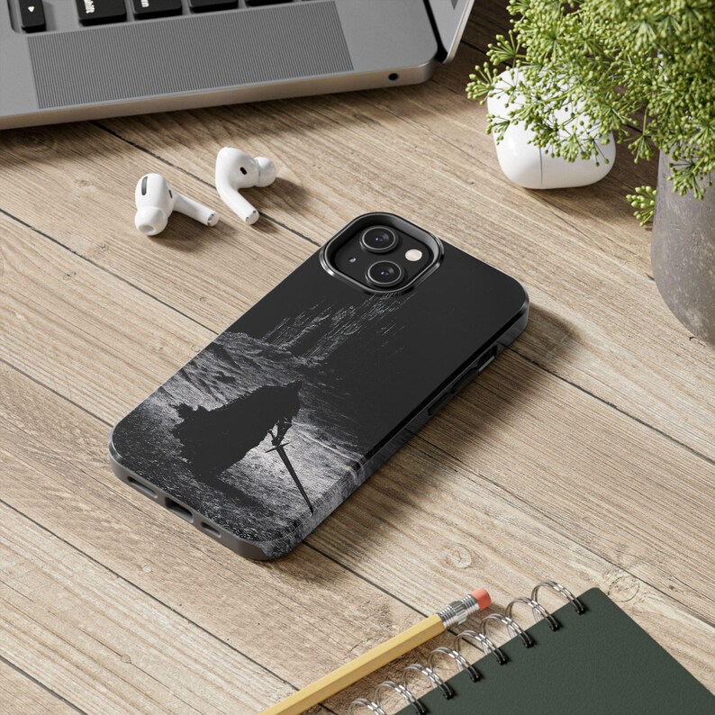 Dark Gothic Knight Phone Case | Sword Warrior Art | Dark Fantasy Cover | Glossy Epic Design | Strong Protection | Wireless Friendly image 7