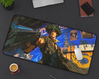 Anime-musmatta | Cool Gunman-skrivbordsmatta | Vaporwave-gamerpresent | Halkfri neopren | Kontorsinredning | Anime-konstmusmatta | Estetisk
