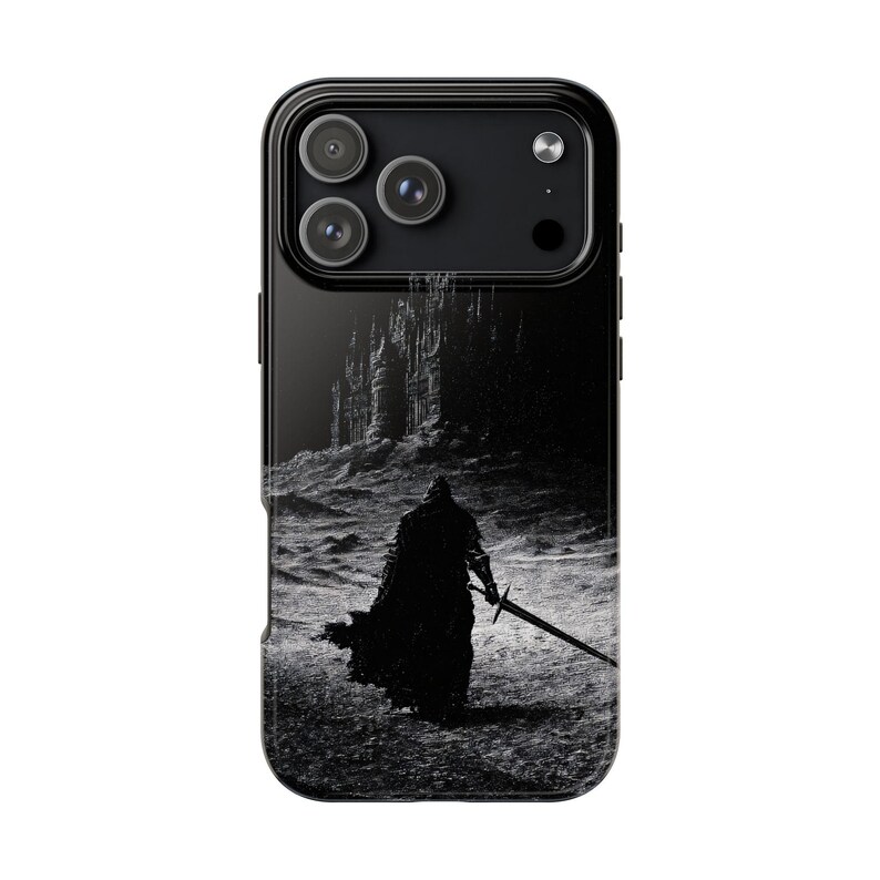Dark Gothic Knight Phone Case | Sword Warrior Art | Dark Fantasy Cover | Glossy Epic Design | Strong Protection | Wireless Friendly image 12