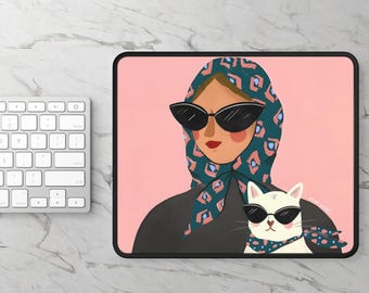 Cute Cat Mousepad | Fun Small Mousepad | Stylish Desk Accessory | Neoprene Mousepad | 9" × 7" | Premium Quality | Gift for Cat Lovers