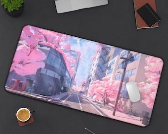 Tokio - Sakura, Roze, Gaming, Bureaumat, PC-gamer, Schattig, Esthetisch, Muismat, Antislip, Duurzaam, Kantoor, Cadeau