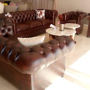 Genuine Leather Chesterfield Armchair – Timeless British Elegance