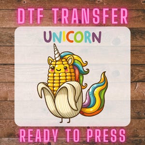 Unicorn Rainbow DTF Transfer, Cute Tshirt Heat Transfer Design, Ready to Press Custom Kids Apparel, Unicorn Girl DTF Transfers Prints