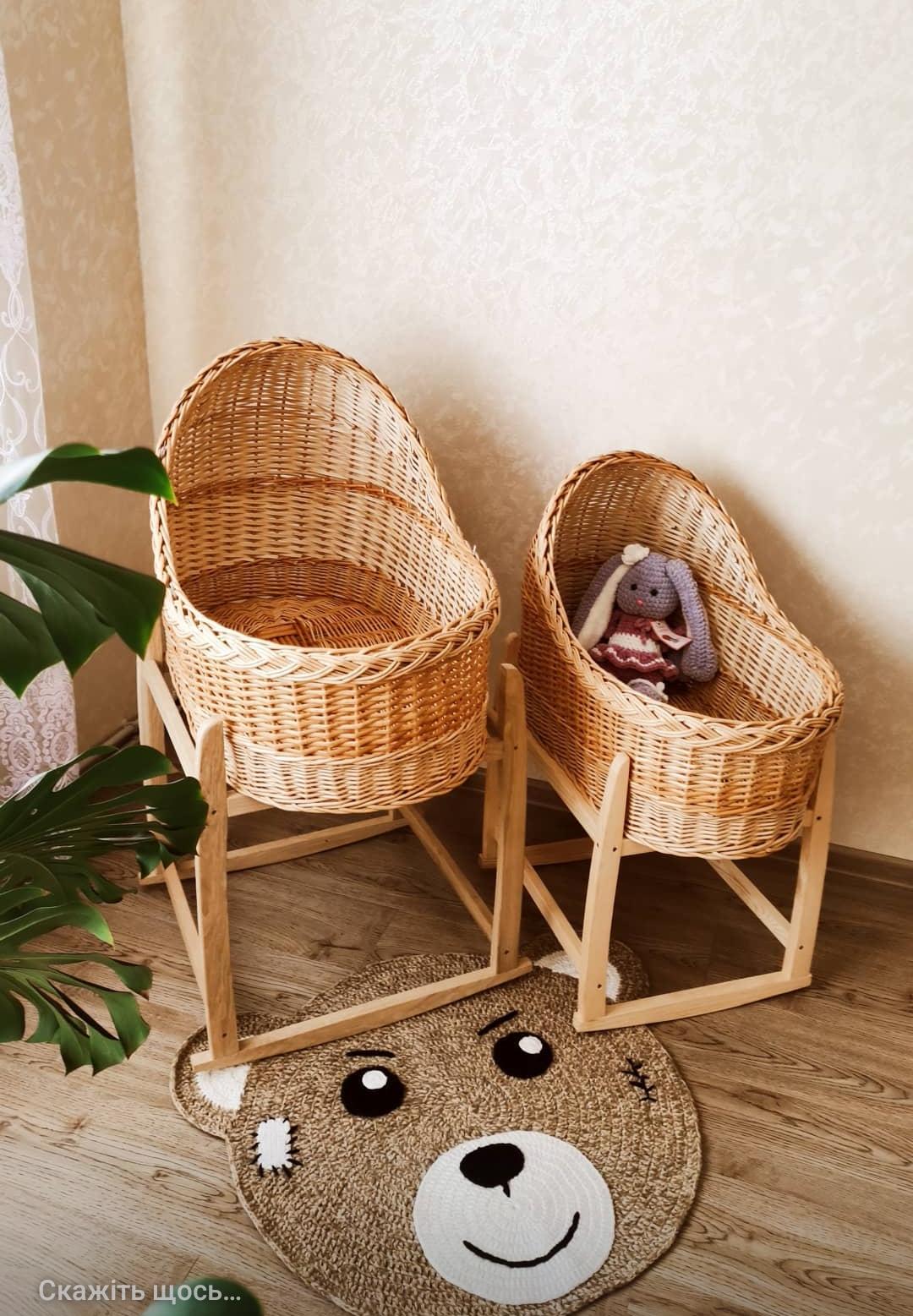 Moses Basket Antique Wicker Bassinet With Stand Baby Eco Trends XL