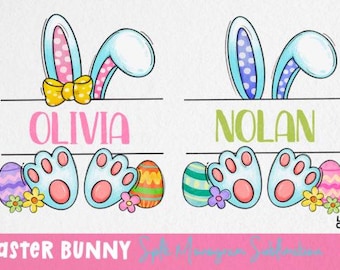 Easter Bunny Split Monogram Sublimation name png