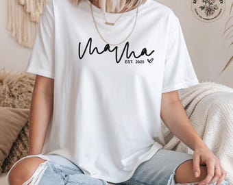 Personalized Mama Shirt – New Mom Announcement Tee