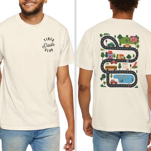 Tired Dads Club Shirt Comfort Colors®, Cute Tired Dads Club Tee, Play Cars On Back, Mat Road Car Race Track,Father&#39;s Day Gift,Racing for Dad