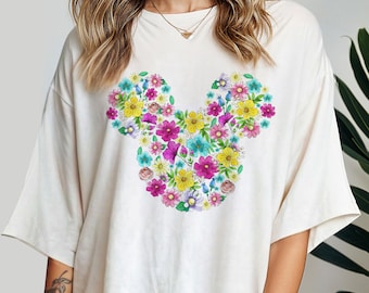 Flower Mickey Head Women Shirt, Epcot Flower And Garden Festival Top, Floral Minnie Shirt, Minnie Flower Shirt, Minnie Flower Epcot tshirt