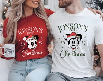 Custom Disney Christmas Shirt, Personalized 2025 Disney Christmas Shirt, Matching Disney Christmas Family Shirt, Disney Christmas Squad Tees
