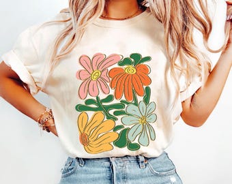 Boho Floral Wildflowers Shirt Comfort Colors, Boho Cottagecore Shirt, Botanical Floral Tee, Flowers Shirt, Fairycore Gift, Garden Lover Tee