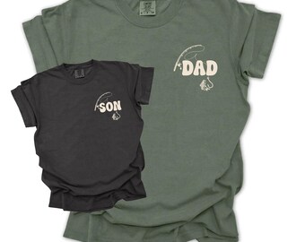 Matching Fishing Shirts, Dad and Son Fishing Tee, Father Son Gift, Custom Fishing Apparel, Comfort Colors Dad Shirt