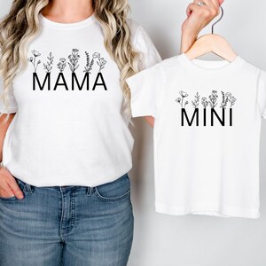 Mama Mini Floral Matching Shirt, Mother&#39;s Day Gift, Mommy and Me Tee, Mother Daughter Tees, Mama Mini Outfit, Mom and Baby, Mom and Daughter